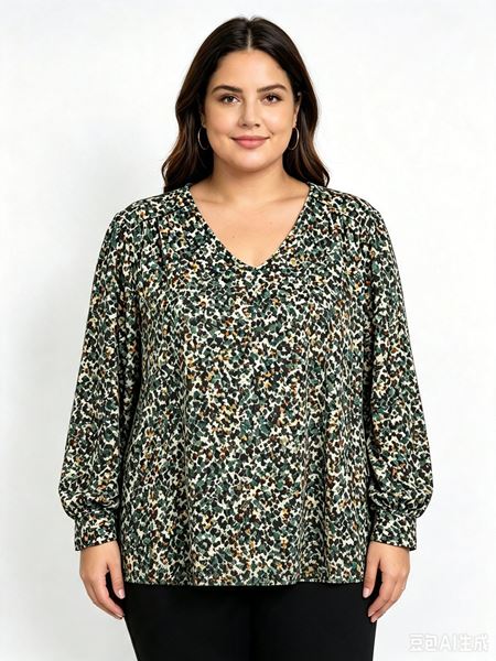 Immagine di PLUS SIZE V NECK PRINTED TOP
